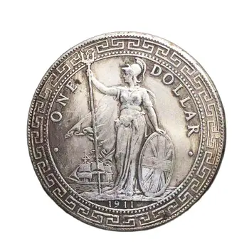 Британский Китай Гонконг 1911 Серебряная торговая долларовая монета, Медаль, предметы коллекционирования, Памятные монеты monedas